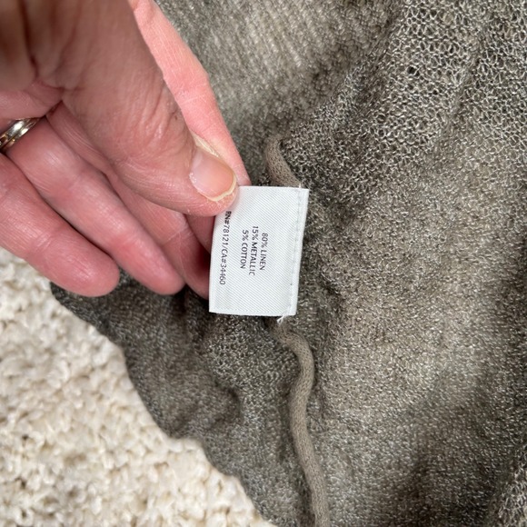 Eileen Fisher Women's Tie Front Shrug Cardigan Grey Linen Blend 1X - Picture 4 of 8